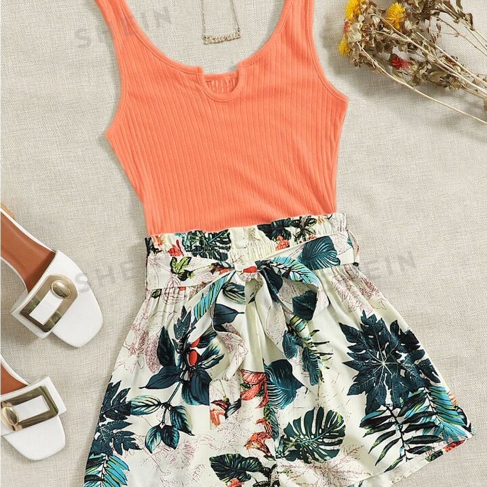 Plus size shein tropical romper